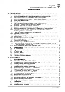 VW Caddy SB ab 2020 Karosserie Montagearbeiten Innen Reparaturanleitung PDF