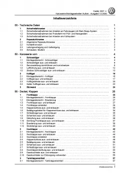 VW Caddy SB ab 2020 Karosserie Montagearbeiten Außen Reparaturanleitung PDF