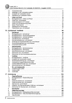 VW Caddy SB ab 2020 4-Zyl. 2,0l Dieselmotor TDI 75-122 PS Reparaturanleitung PDF
