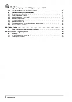 VW Golf 8 CD ab 2019 6 Gang Automatikgetriebe DSG DKG 0DD Reparaturanleitung PDF