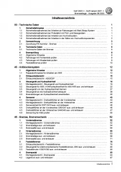 VW Golf 8 Typ CG5 ab 2020 Bremsanlagen Bremsen System Reparaturanleitung PDF