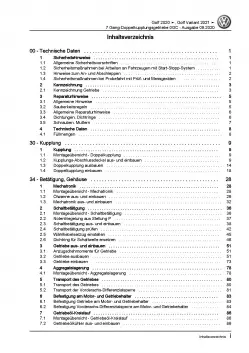 VW Golf 8 CG5 ab 2020 7 Gang Automatikgetriebe DKG 0GC Reparaturanleitung PDF