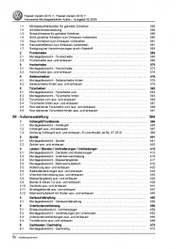 VW Passat 8 Variant ab 2019 Außen Karosserie Montagearbeiten Reparaturanleitung