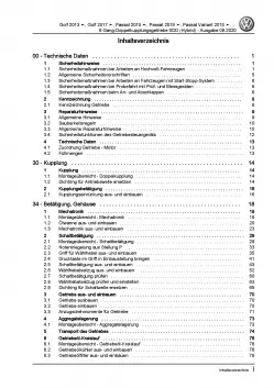 VW Passat 8 3G ab 2019 6 Gang Automatikgetriebe 0DD DKG Reparaturanleitung PDF