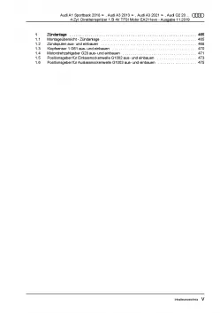 Audi A3 Typ 8V 2012-2020 4-Zyl. 1,5l Benzinmotor Reparaturanleitung PDF