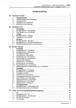 Audi Q3 Typ 8U 2011-2018 Karosserie Montagearbeiten Außen Reparaturanleitung PDF