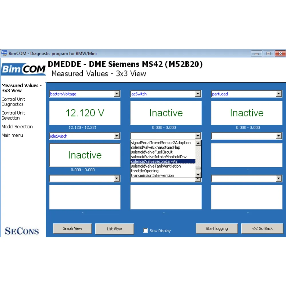 Anzeige der Livedaten von BimCom.