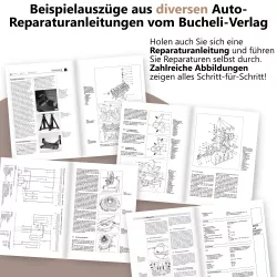 Hier sind exemplarische Auszüge aus verschiedenen Auto-Reparaturanleitungen des Bucheli Verlags.