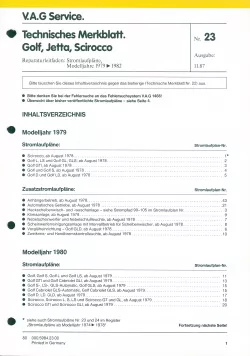 VW Golf 1 17 1979-1982 Schaltplan Stromlaufplan Verkabelung Elektrik Pläne PDF