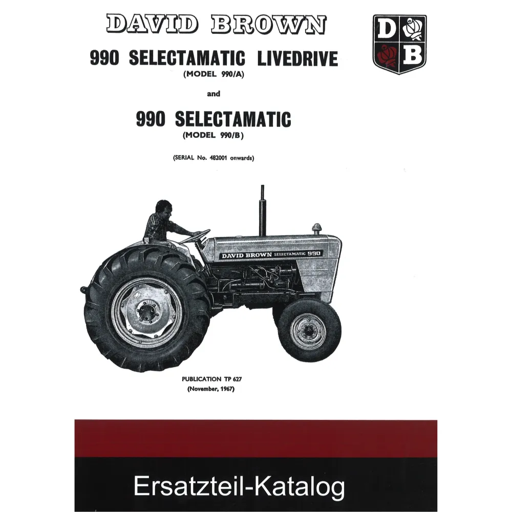 David Brown 990A 990B Selectamatic Livedrive Ersatzteilliste Ersatzteilkatalog