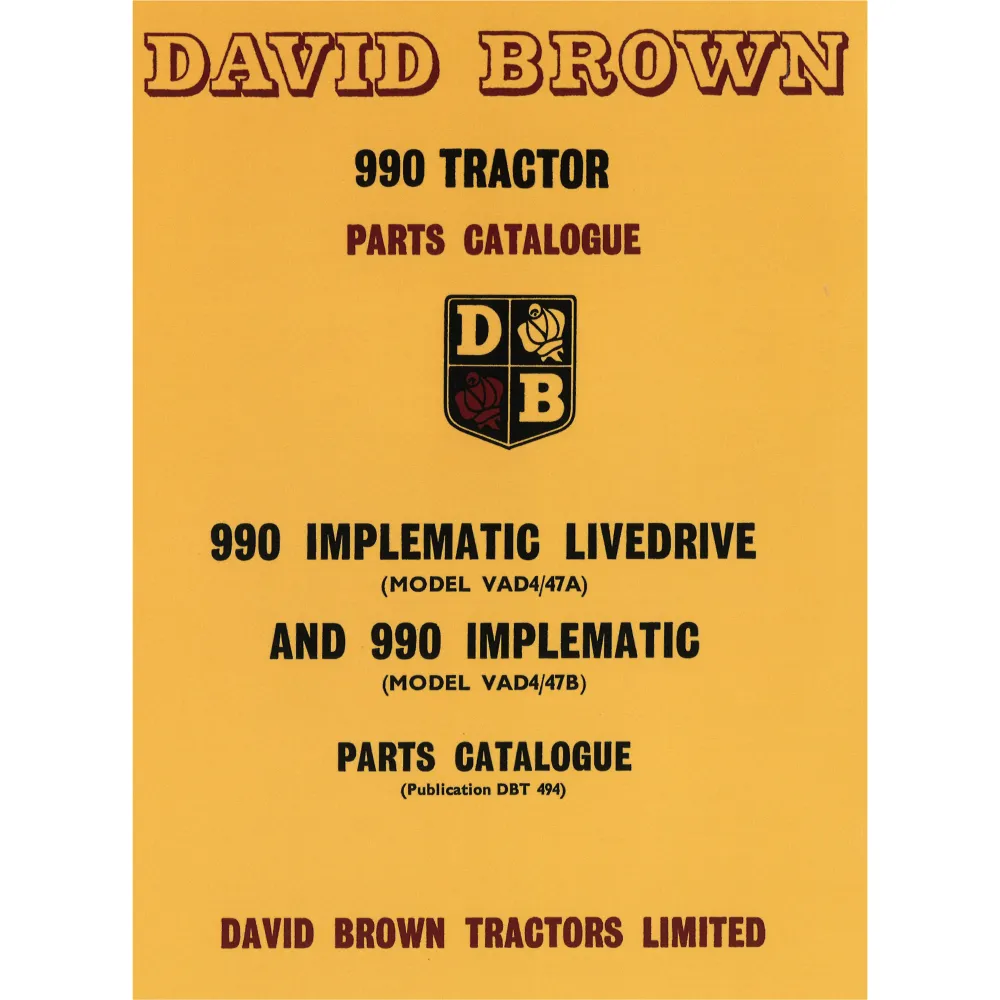 David Brown 990 VAD4/47A 990 VAD4/47B Implematic Livedrive Ersatzteilliste