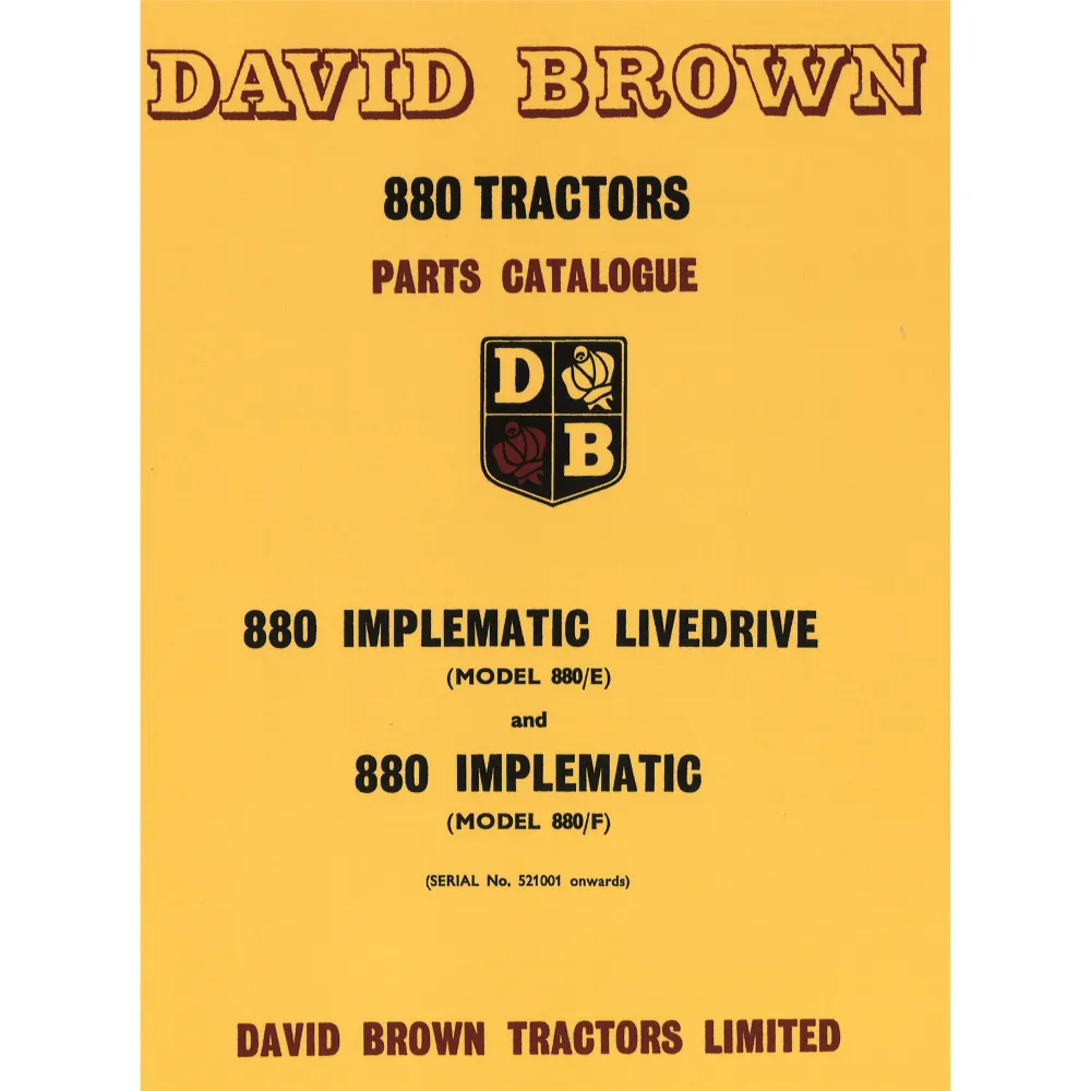 David Brown 880E 880F Implematic Livedrive Ersatzteilliste Ersatzteilkatalog