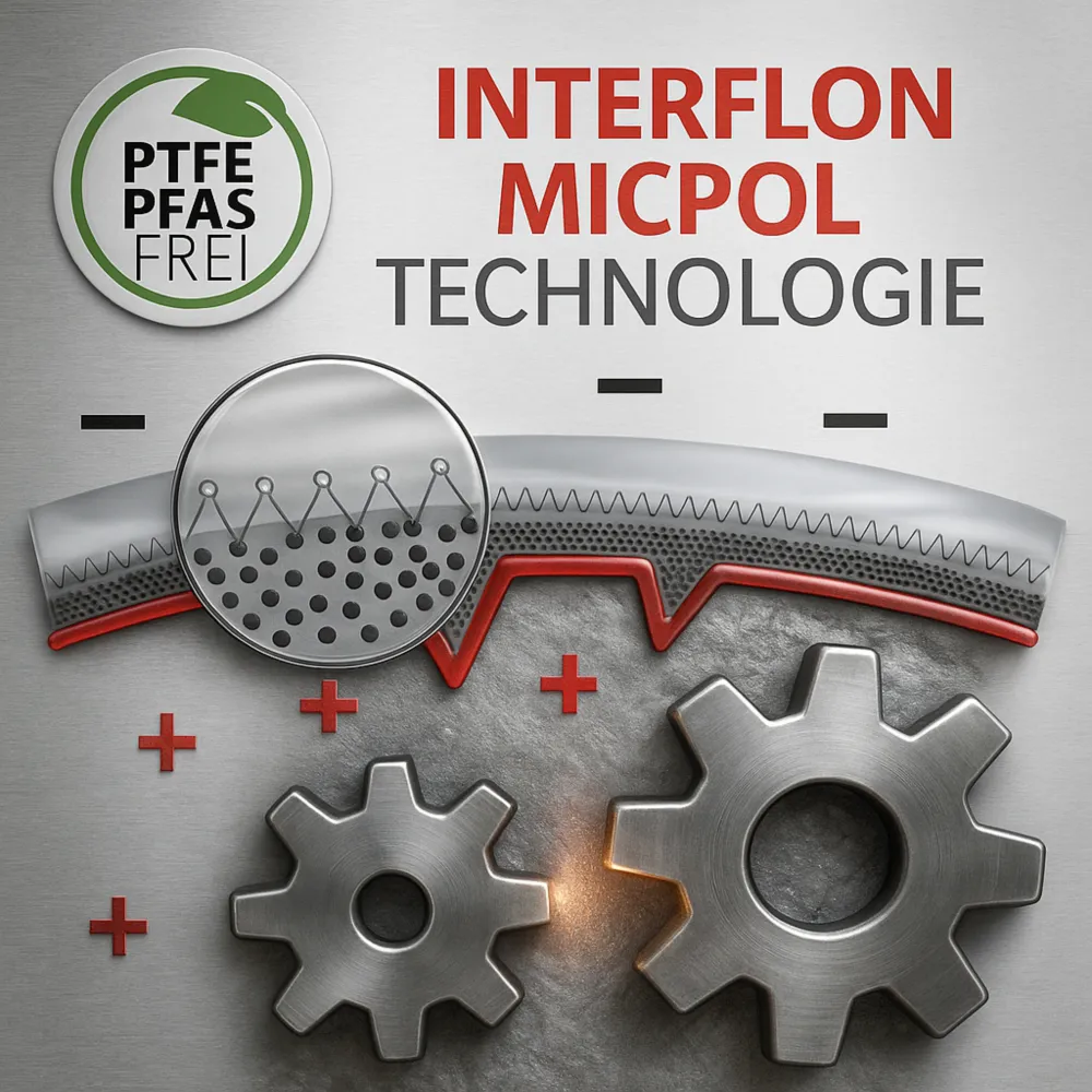 MicPol steht für Mikronisierung und Polarisierung. Interflon-Produkte mit MicPol Technologie reduzieren die Reibung sehr viel besser als herkömmliche Öle und Schmierfette.