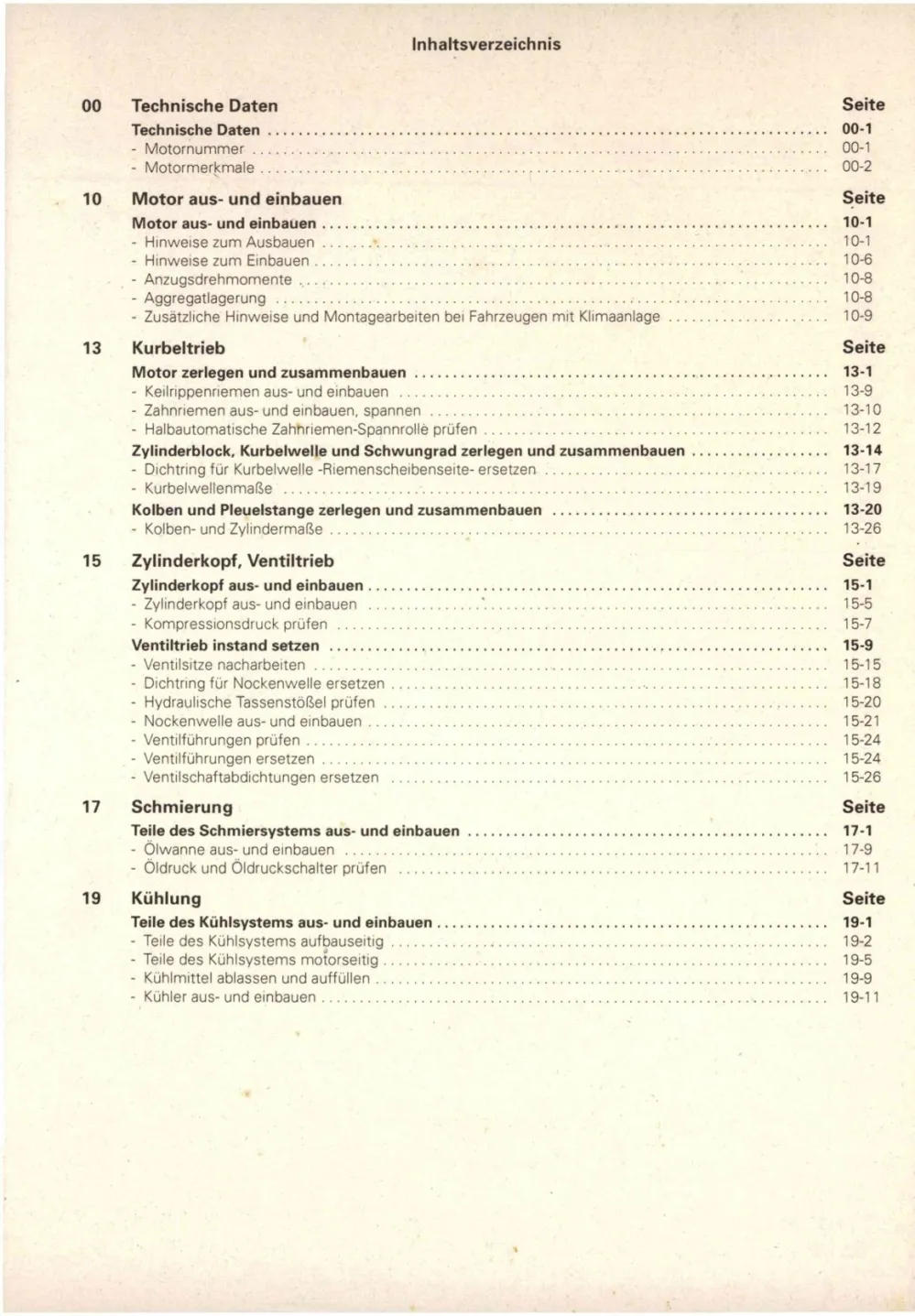 VW Caddy Pickup Typ 9U 1996-2000 Benzinmotor Mechanik 75 PS Reparaturanleitung