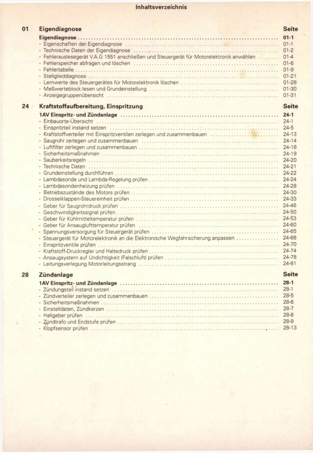 VW Caddy Pickup 9U 1996-2000 1AV Einspritz- Zündanlage 75 PS Reparaturanleitung