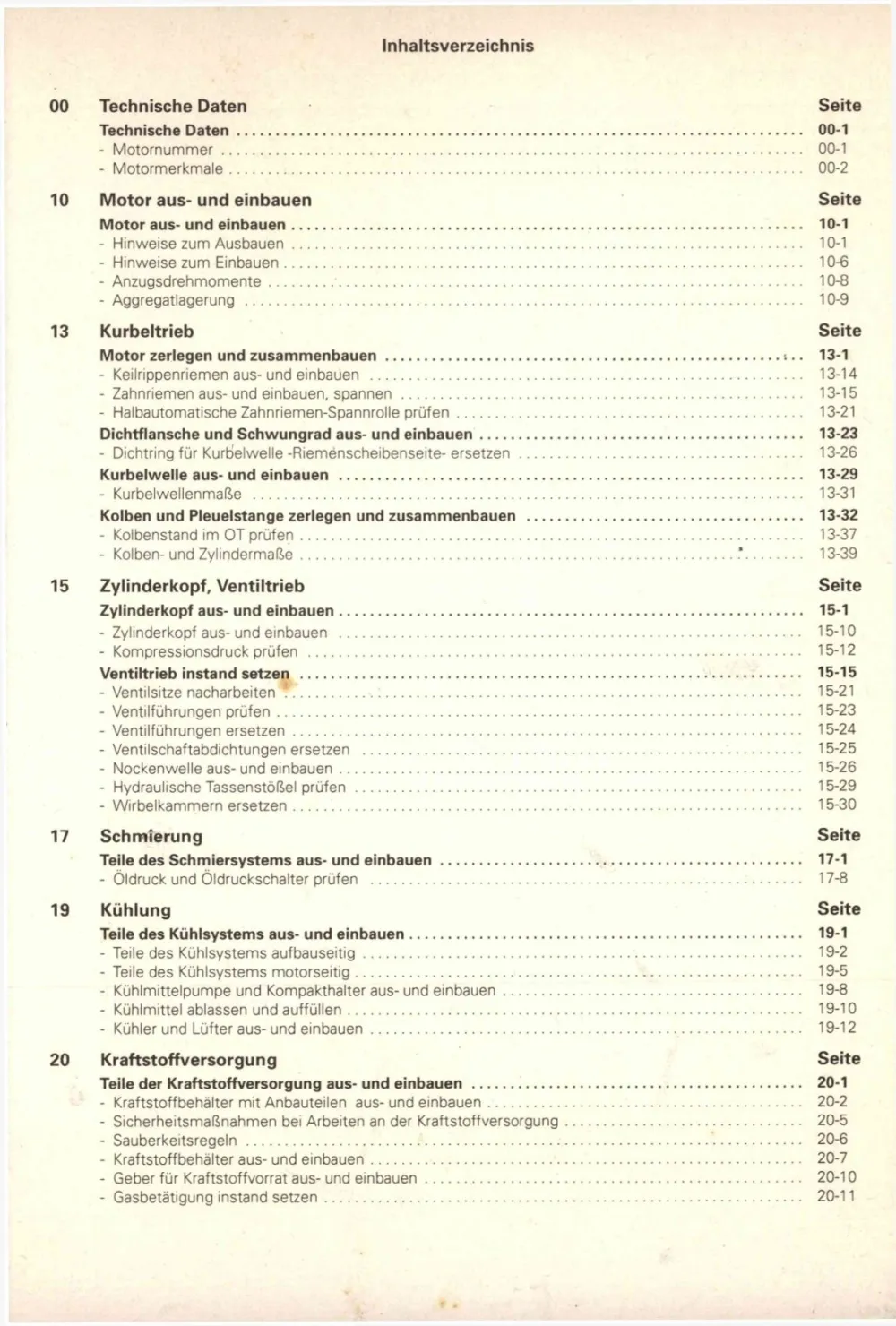 VW Caddy Pickup Typ 9U 1996-2000 Dieselmotor Mechanik 64 PS Reparaturanleitung