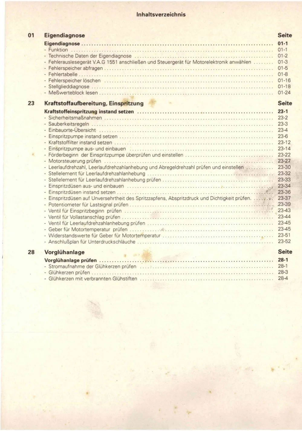 VW Caddy Pickup 9U 1996-2000 Diesel Einspritz- Vorglühanlage Reparaturanleitung