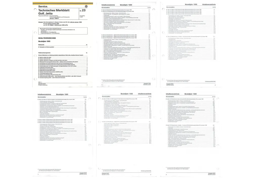 VW Golf 2 Typ 19 1989-1992 Schaltplan Stromlaufplan Verkabelung Elektrik Pläne