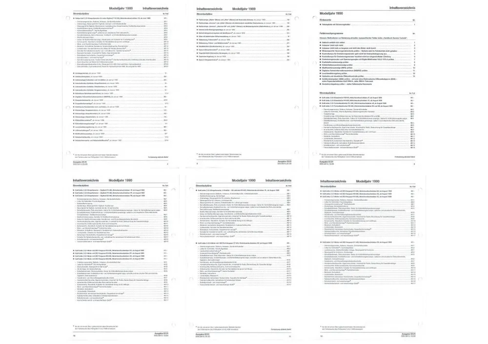VW Golf 2 Typ 19 1989-1992 Schaltplan Stromlaufplan Verkabelung Elektrik Pläne