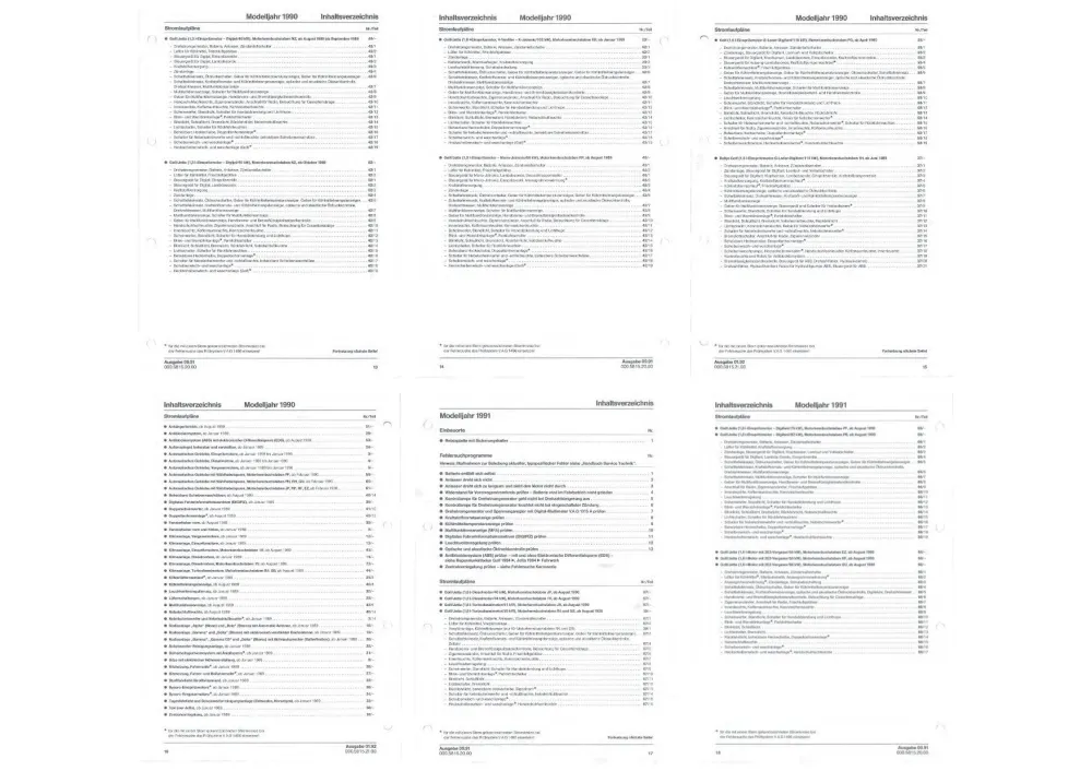 VW Golf 2 Typ 19 1989-1992 Schaltplan Stromlaufplan Verkabelung Elektrik Pläne