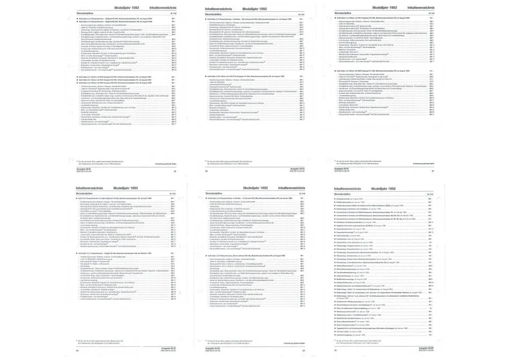 VW Golf 2 Typ 19 1989-1992 Schaltplan Stromlaufplan Verkabelung Elektrik Pläne
