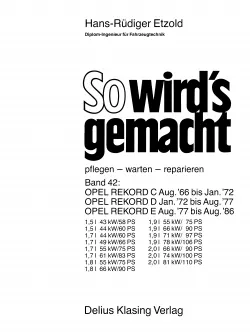 Opel Rekord E 1977-1986 Benziner So wird's gemacht Reparaturanleitung Etzold