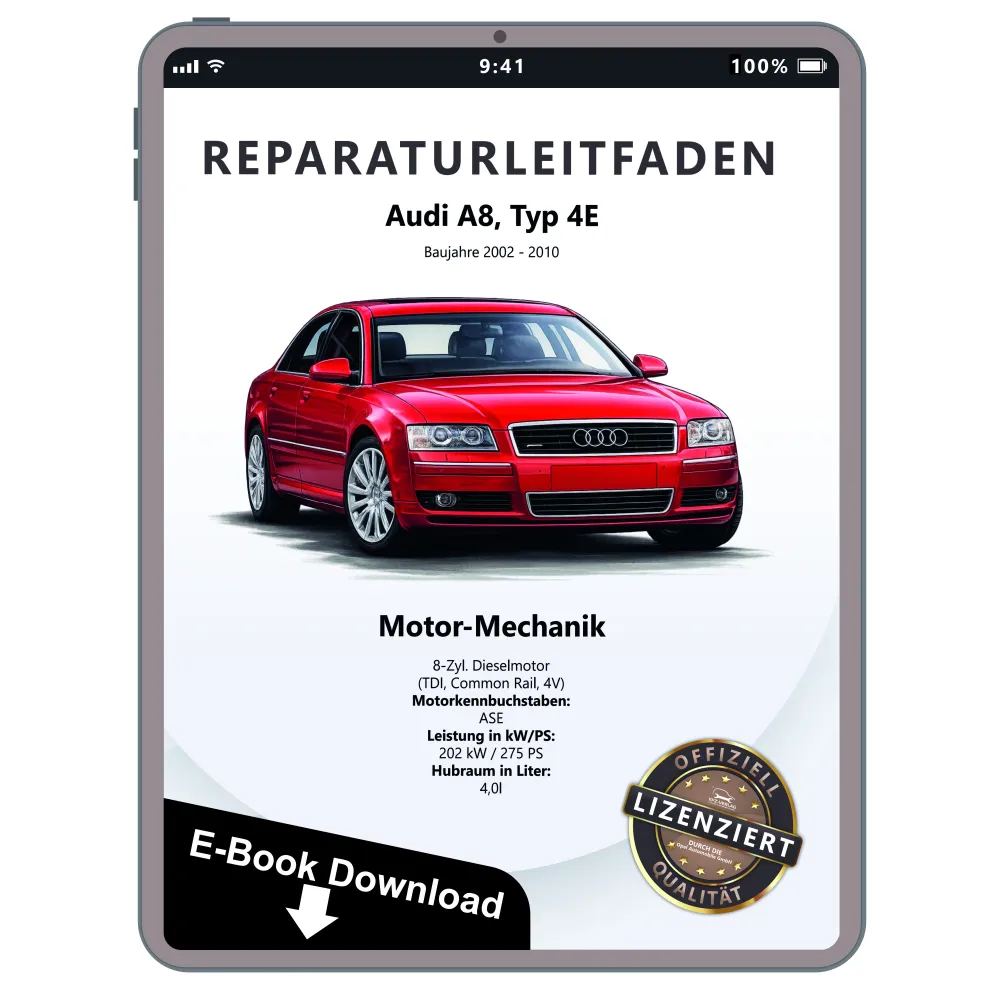 Audi A8 Typ 4E 2002-2010 4,0l Dieselmotor Mechanik 275 PS Reparaturanleitung PDF