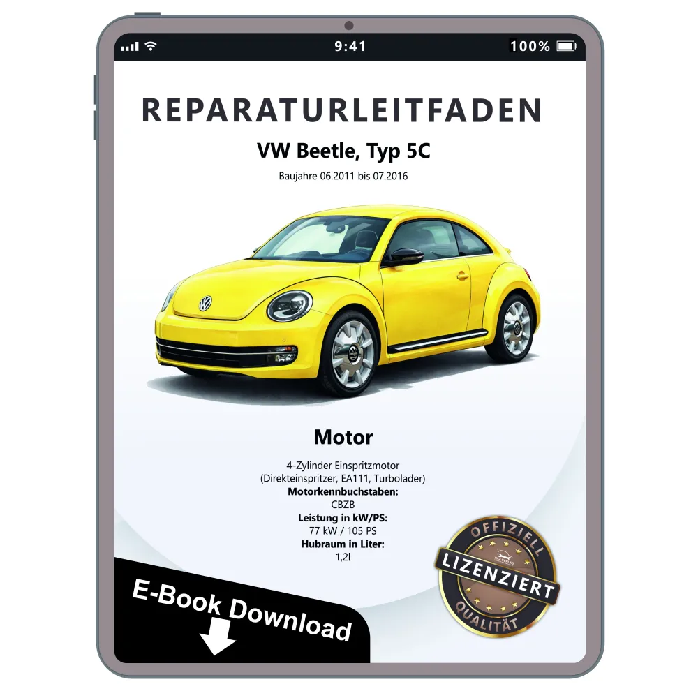 VW Beetle 5C 2011-2016 4-Zyl. Benzinmotor 1,2l 105 PS Reparaturanleitung eBook