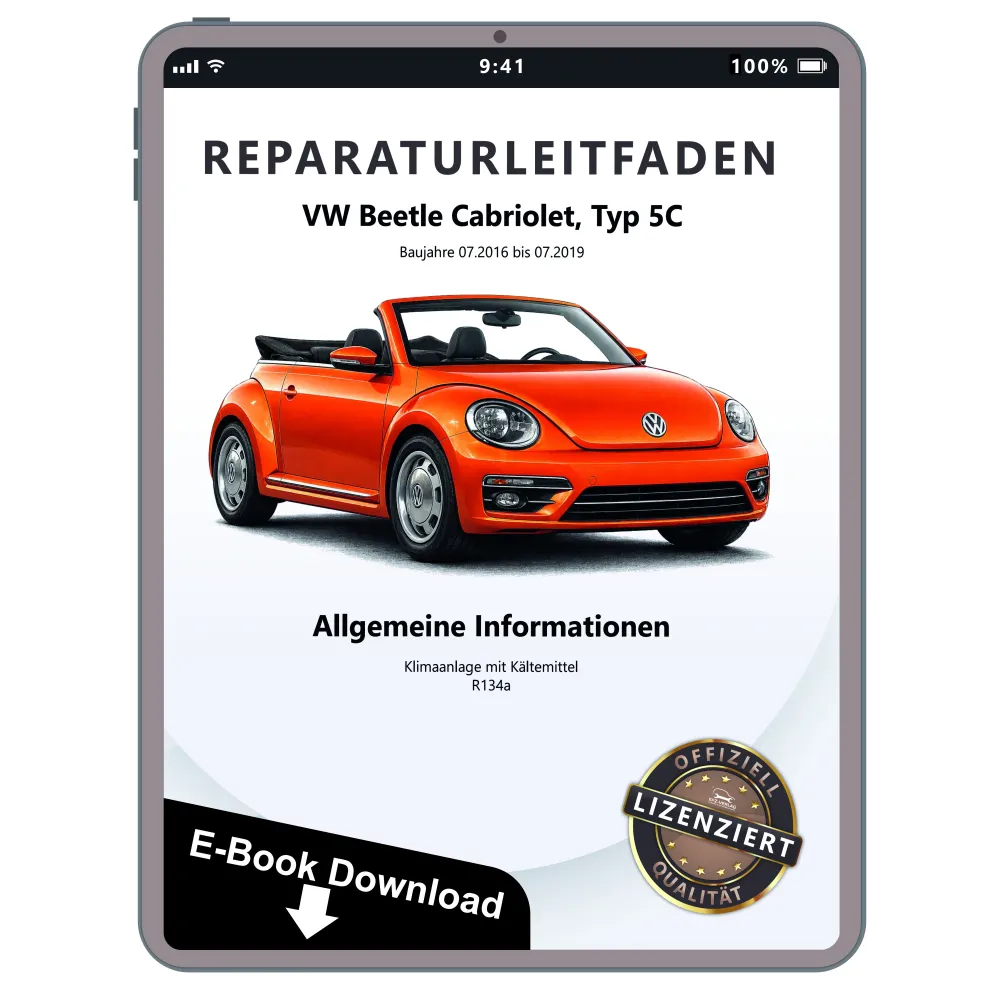 VW Beetle Cabrio 5C (16-19) Klimaanlage mit Kältemittel Reparaturanleitung eBook