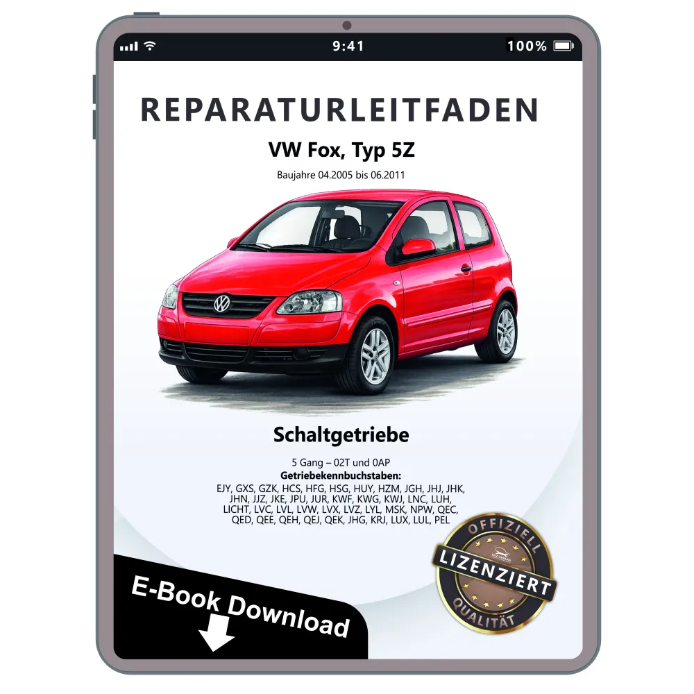 VW Fox Typ 5Z 2005-2011 5 Gang Schaltgetriebe 02T 0AP Reparaturanleitung eBook