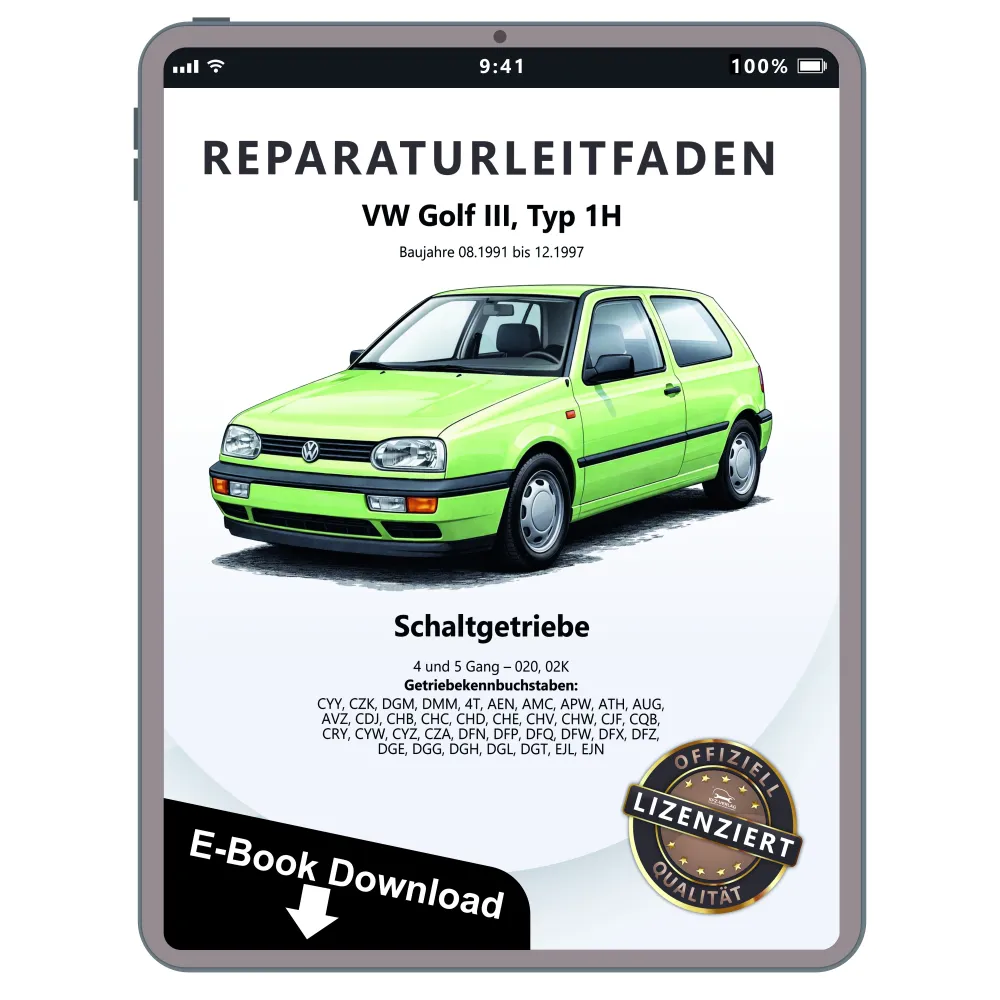 VW Golf 3 1H 1991-1997 4-5 Gang Schaltgetriebe 020 02K Reparaturanleitung eBook