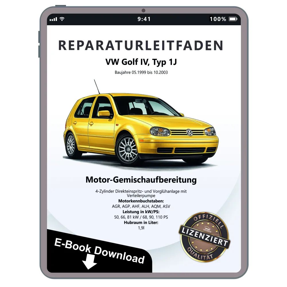 VW Golf 4 1J 1999-2003 Diesel Einspritz- Vorglühanlage Reparaturanleitung eBook