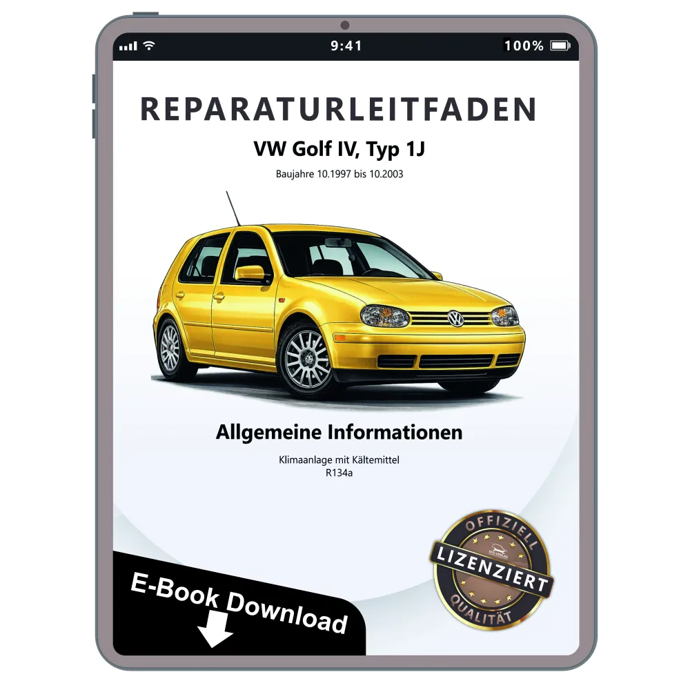VW Golf 4 1J 1997-2003 Klimaanlagen Kältemittel R134a Reparaturanleitung eBook