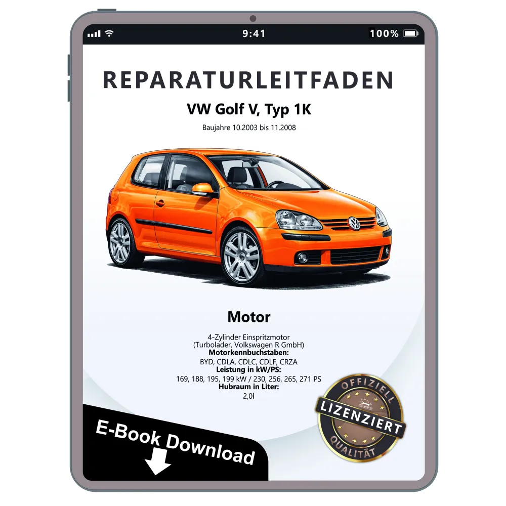 VW Golf 5 1K 2003-2008 Benzinmotor 230-271 PS R-Modell Reparaturanleitung eBook