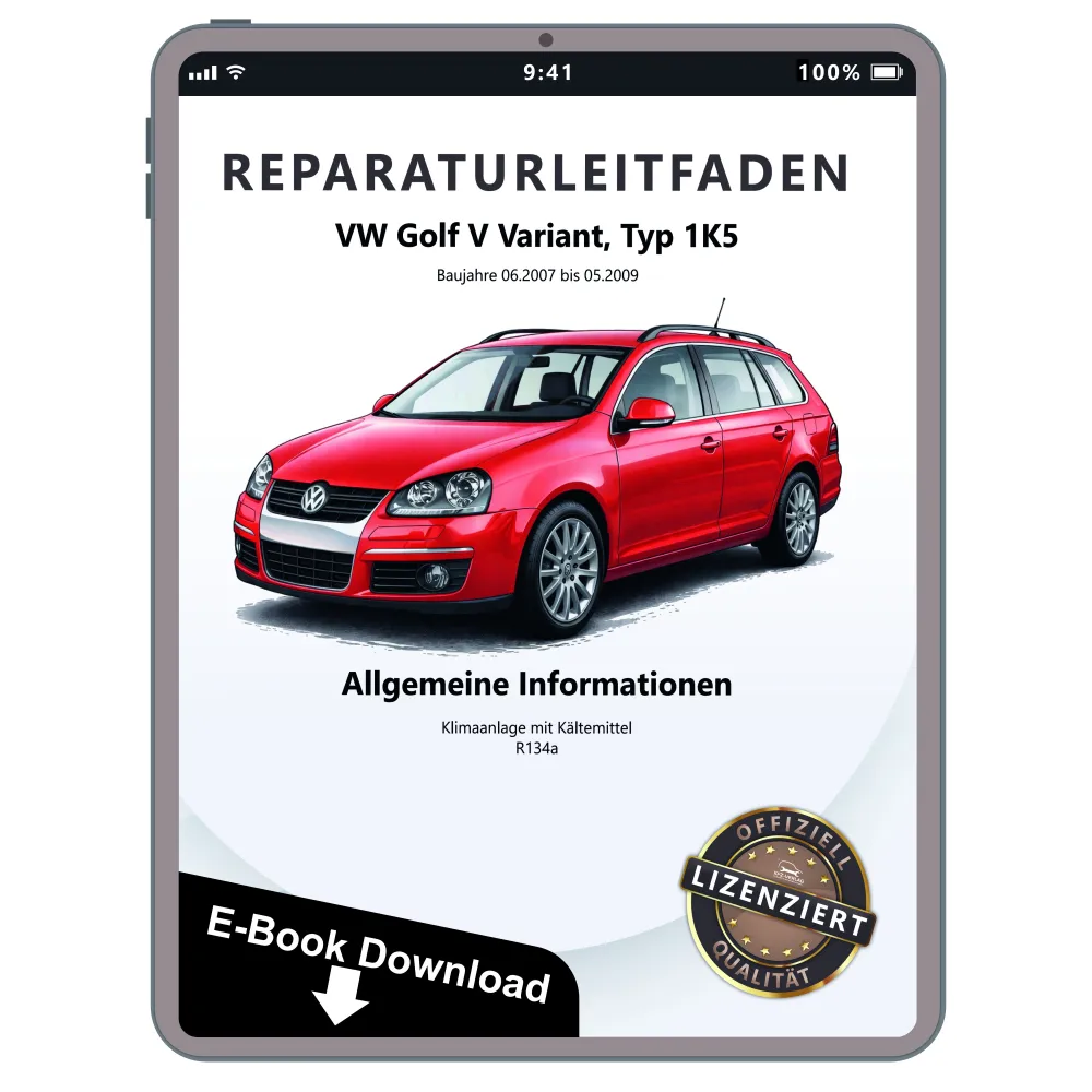 VW Golf 5 Variant 1K5 (07-09) Klimaanlagen Kältemittel Reparaturanleitung eBook