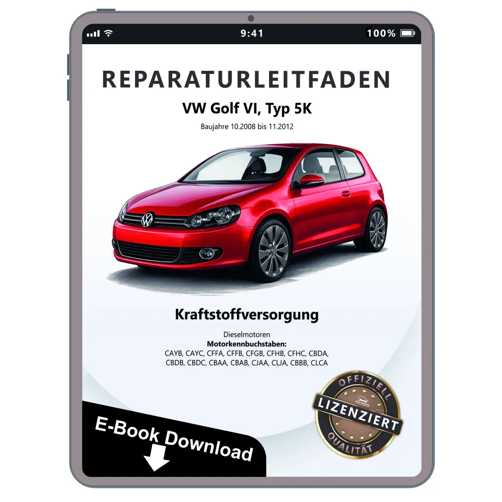 VW Golf 6 Typ 5K 2008-2012 Kraftstoffversorgung Diesel Reparaturanleitung eBook