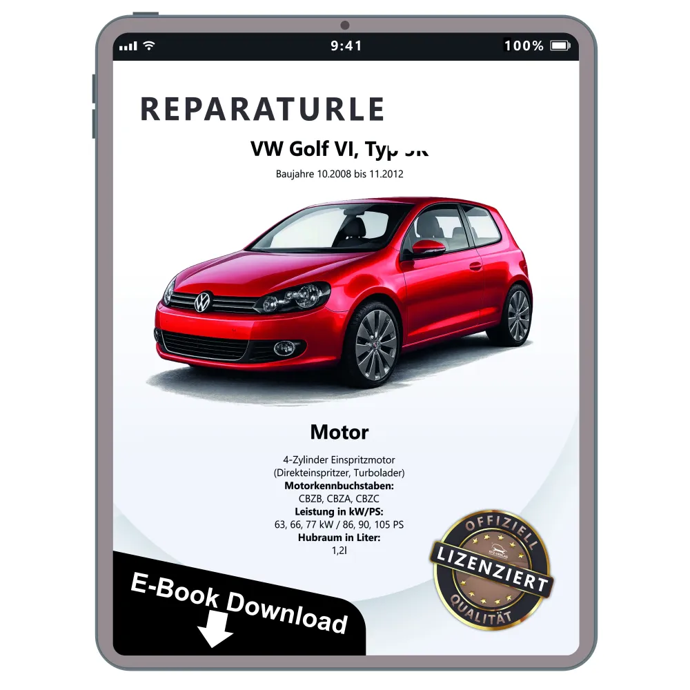 VW Golf 6 Typ 5K 2008-2012 Benzinmotor 1,2l 86-105 PS Reparaturanleitung eBook
