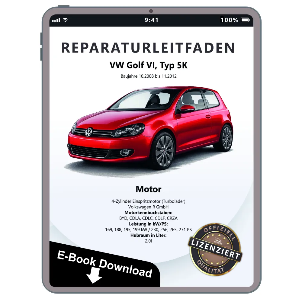 VW Golf 6 5K 2008-2012 Benzinmotor 230-271 PS R-Modell Reparaturanleitung eBook