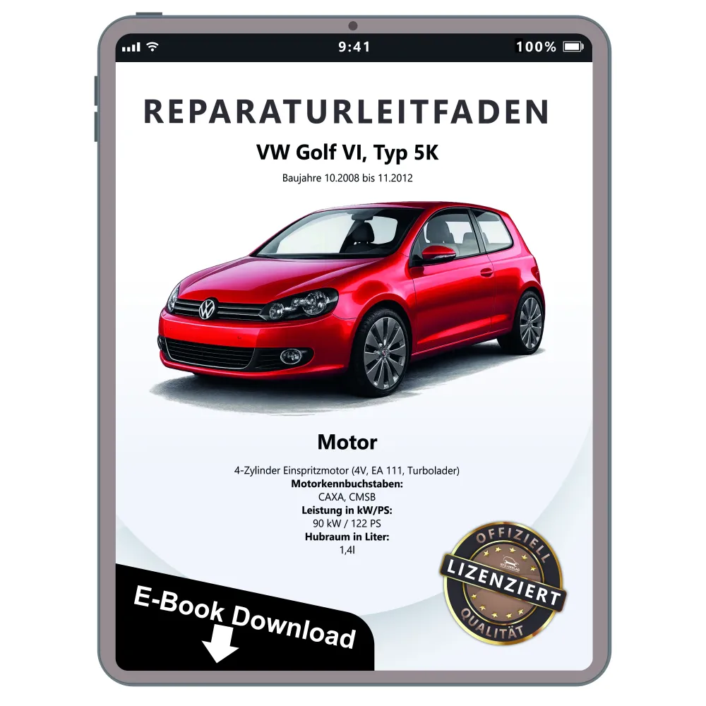 VW Golf 6 5K 2008-2012 4-Zyl. Benzinmotor 1,4l 122 PS Reparaturanleitung eBook