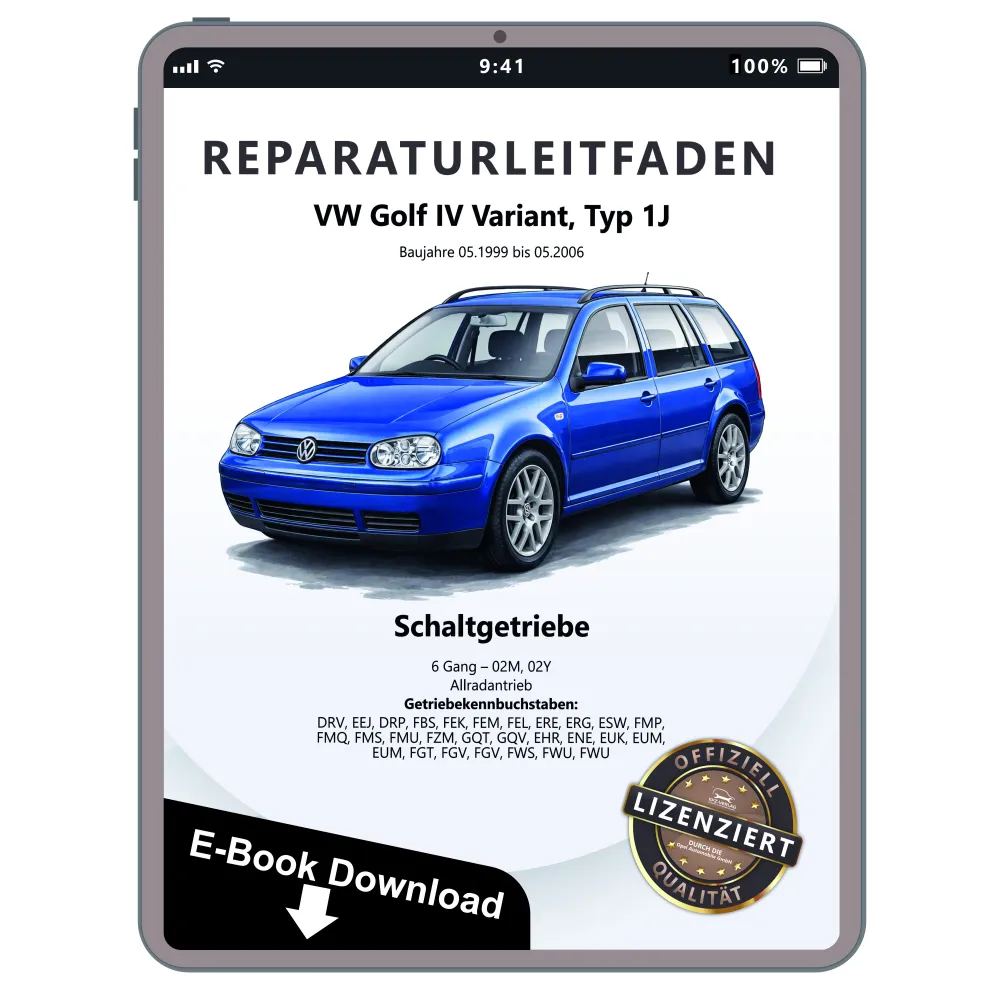 VW Golf 4 Variant (99-06) 6 Gang Schaltgetriebe 02M 02Y Reparaturanleitung eBook