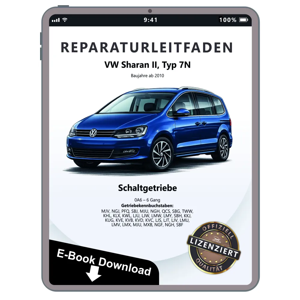 VW Sharan 7N ab 2010 6 Gang Schaltgetriebe 0A6 Kupplung Reparaturanleitung PDF