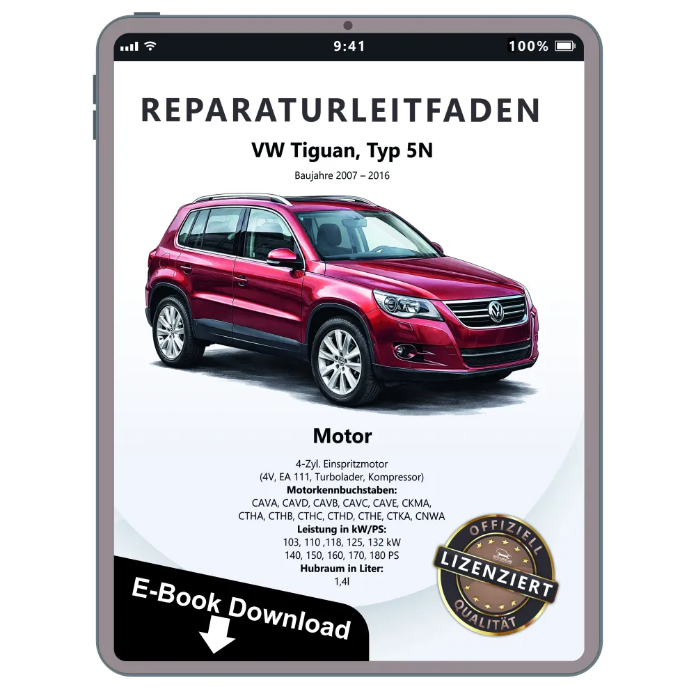 VW Tiguan 5N (07-16) 4-Zyl. 1,4l Benzinmotor 140-180 PS Reparaturanleitung PDF
