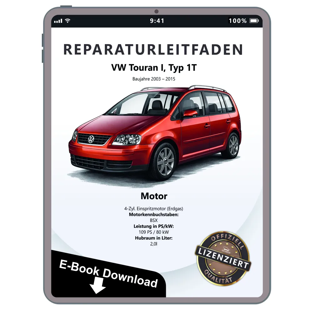 VW Touran Typ 1T 2003-2015 2,0l Erdgas Benzinmotor 109 PS Reparaturanleitung PDF