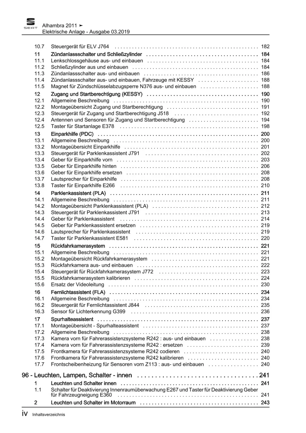 Seat Alhambra 71 2010-2015 Elektrische Anlage Elektrik Reparaturanleitung eBook