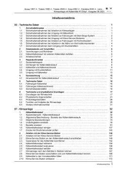 Seat Toledo 5P (04-09) Klimaanlagen Kältemittel R1234yf Reparaturanleitung eBook