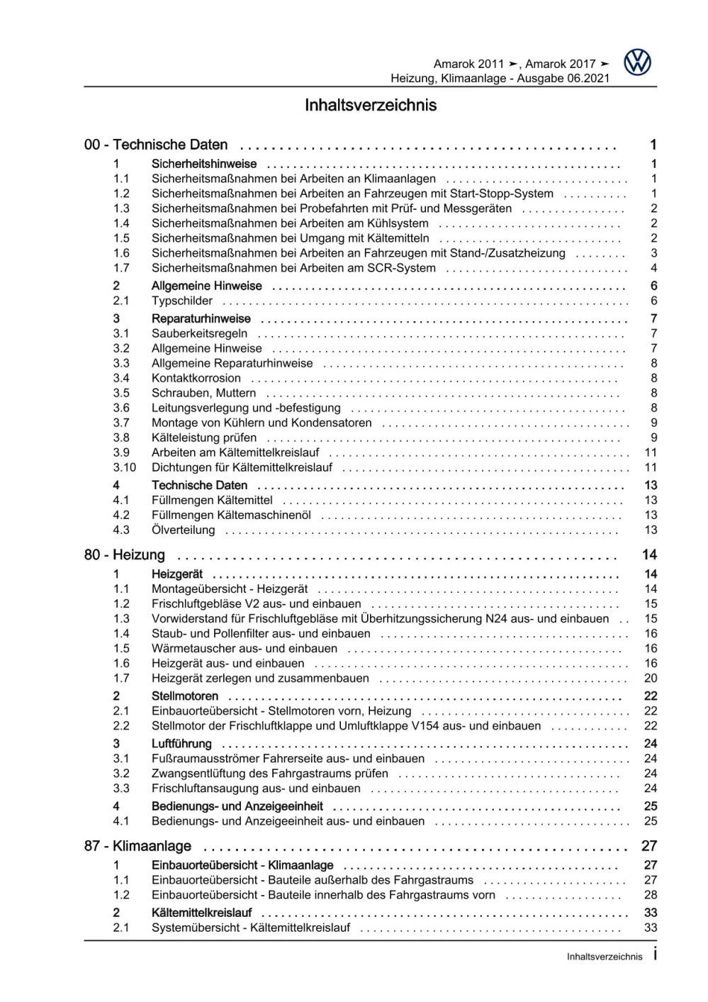 VW Amarok Typ 2H 2010-2016 Heizung Lüftung Klimaanlage Reparaturanleitung eBook