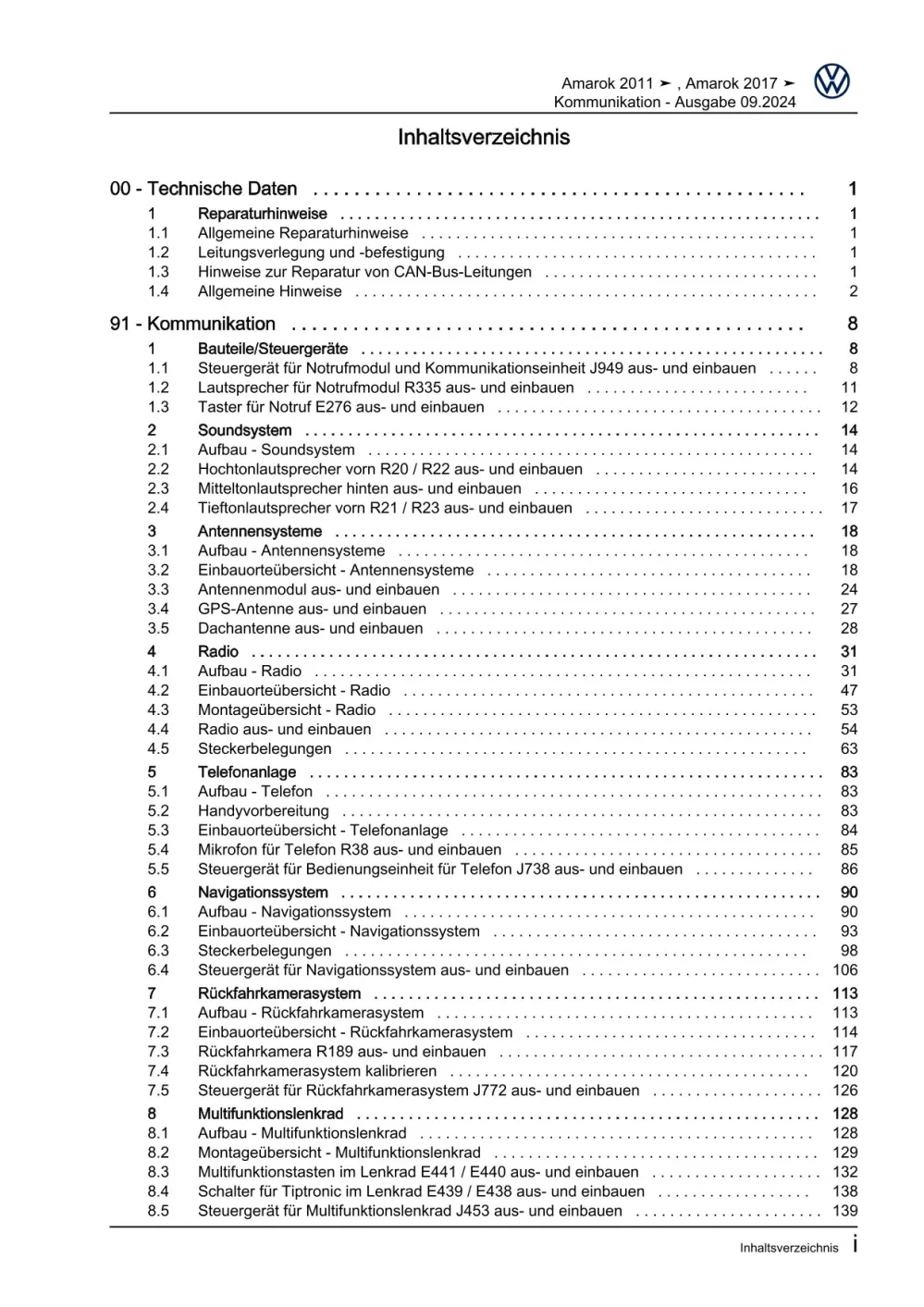VW Amarok 2H 2010-2016 Kommunikation Radio Telefon Navi Reparaturanleitung eBook