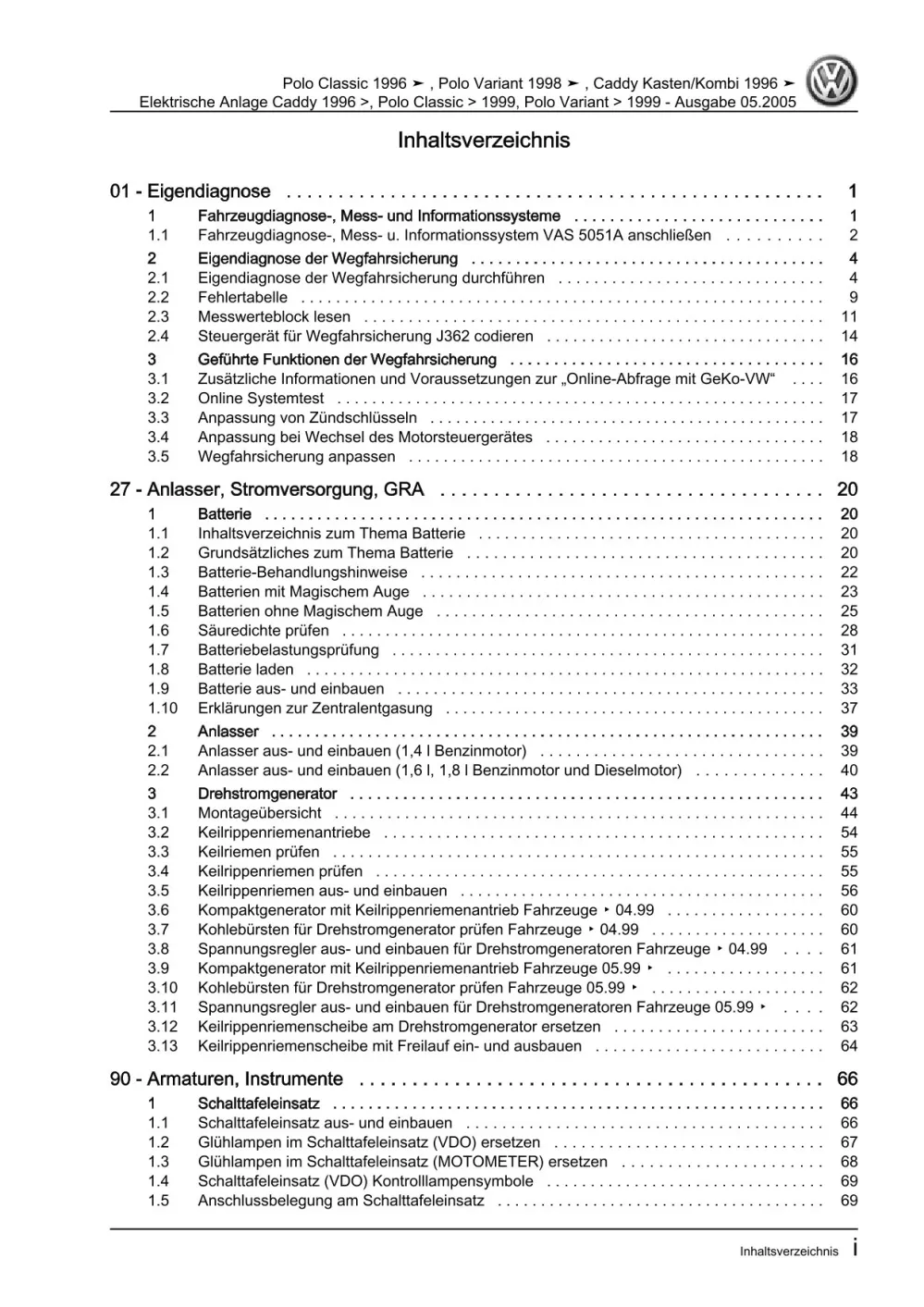 VW Caddy Typ 9K 1995-2003 Elektrische Anlage Elektrik Reparaturanleitung eBook