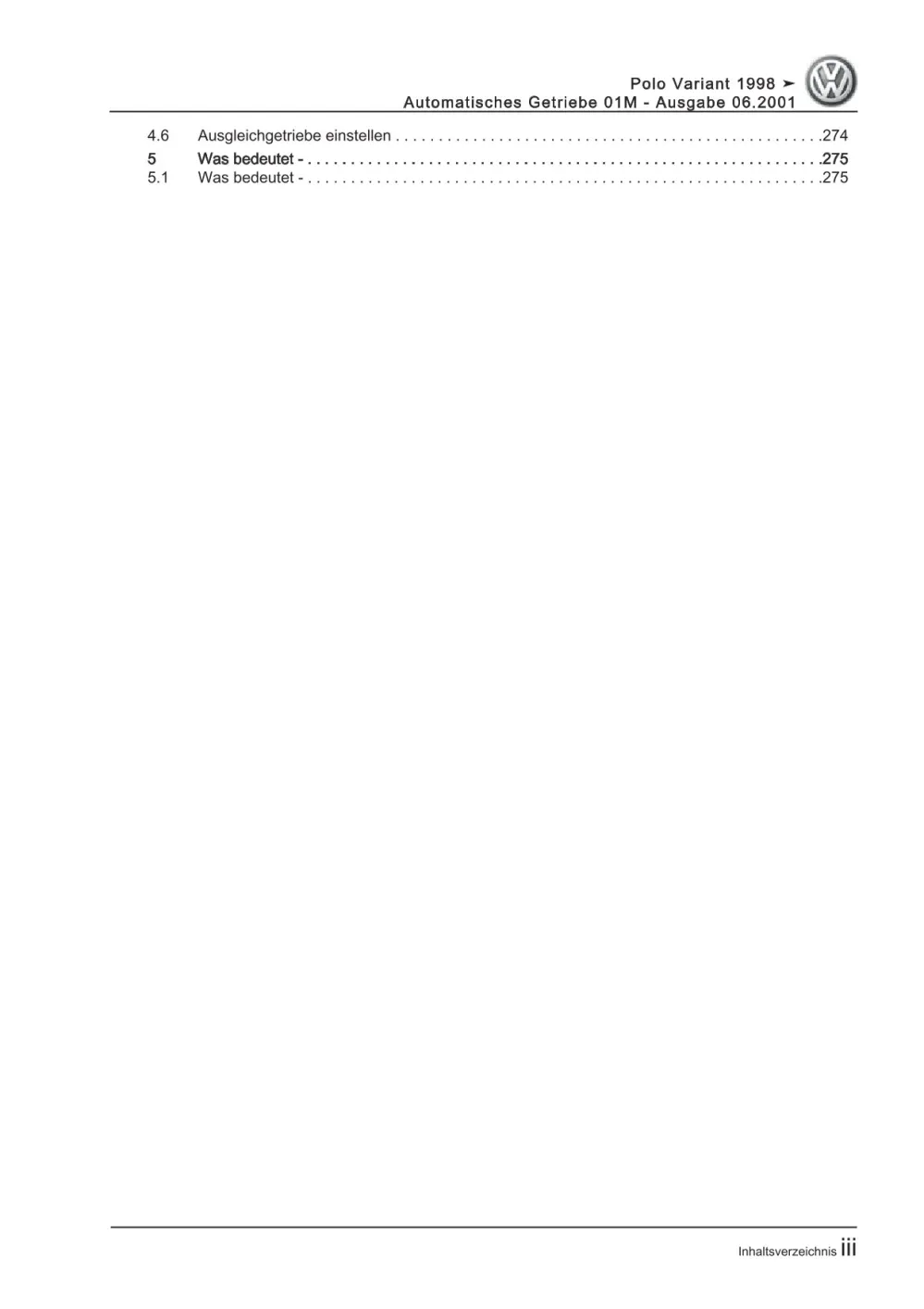 VW Caddy Typ 9K 1995-2003 4 Gang Automatikgetriebe 01M Reparaturanleitung eBook