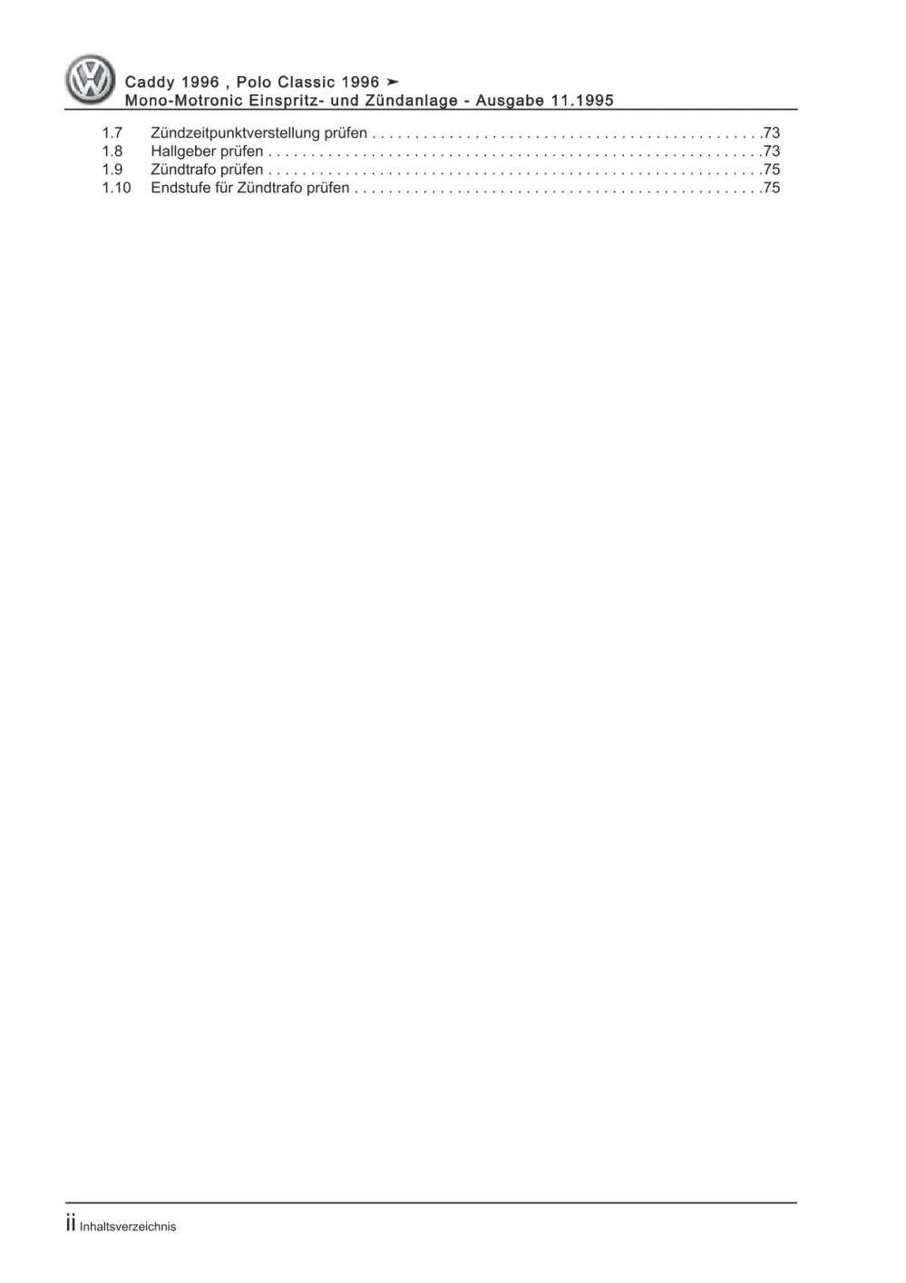 VW Caddy 9K (95-03) Mono-Motronic Einspritz- Zündanlage Reparaturanleitung eBook